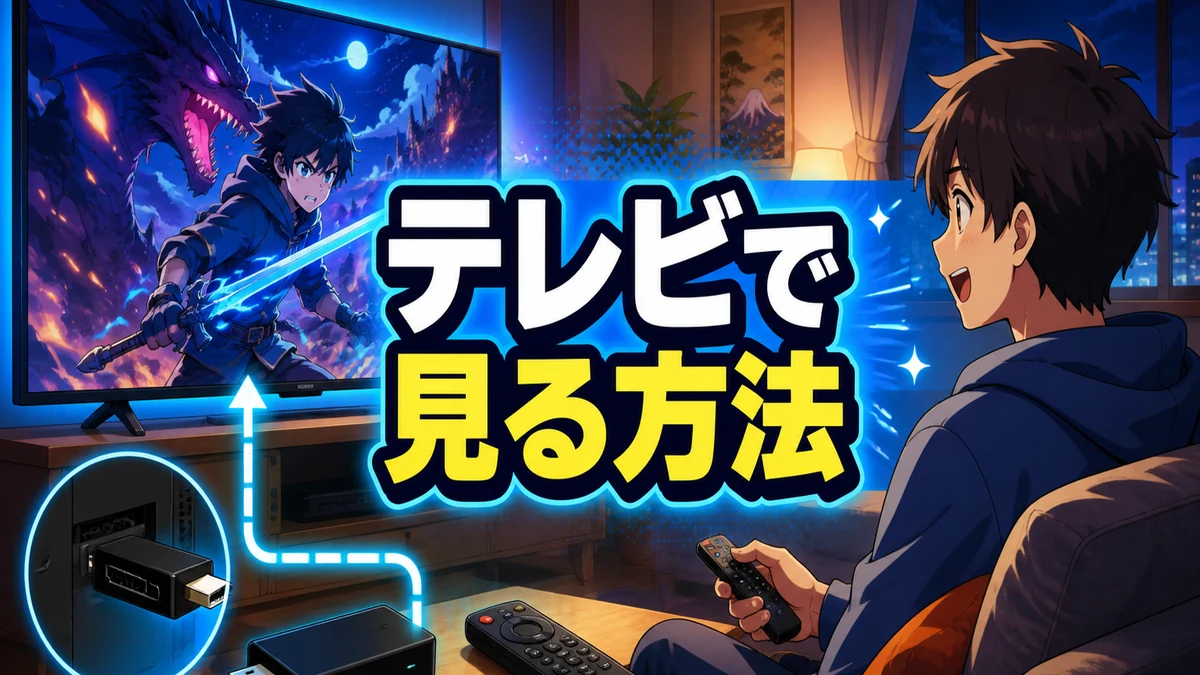 リビングの大きなテレビとストリーミング端末