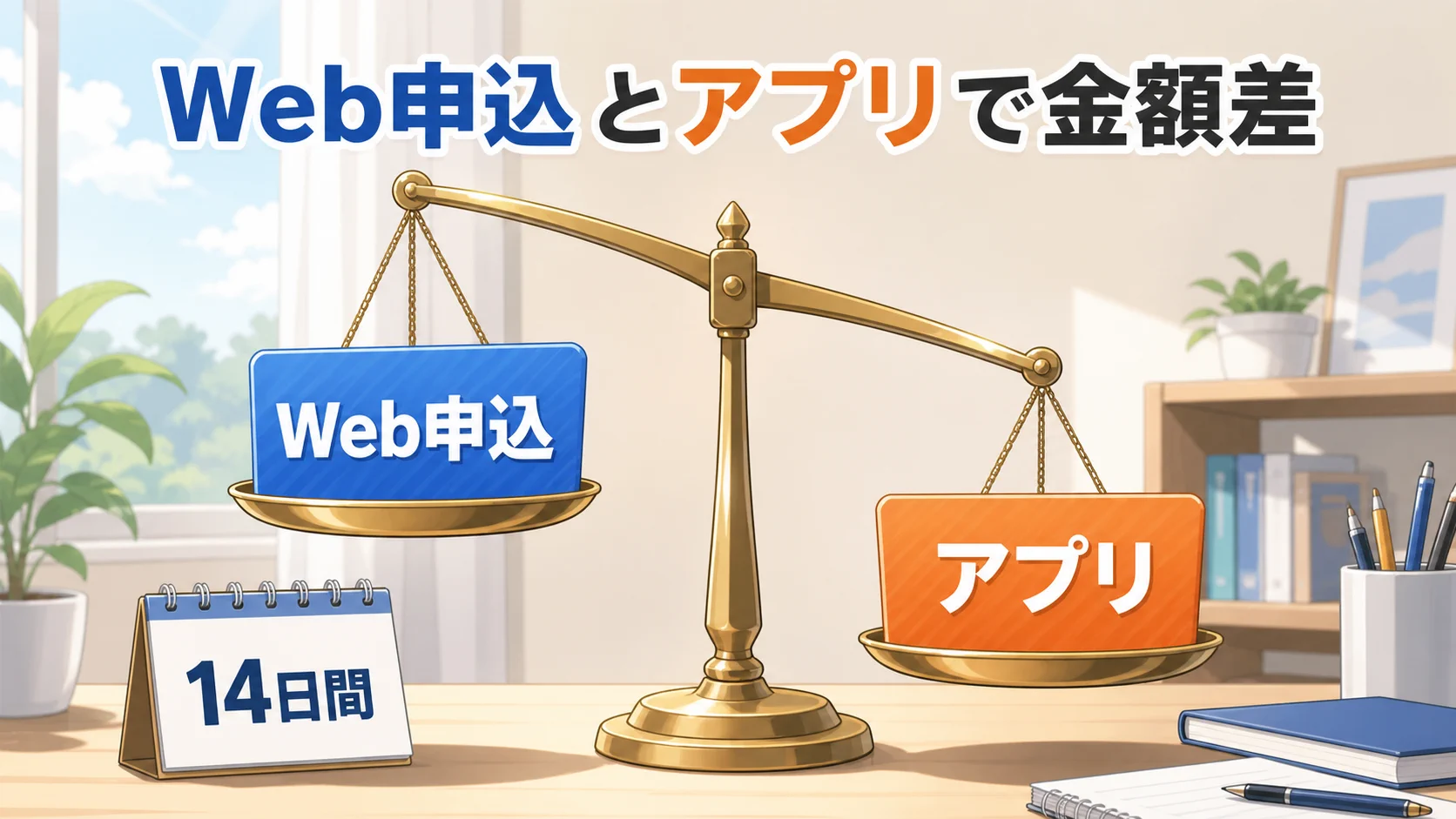 Web申込とアプリで金額差があることを示す図解