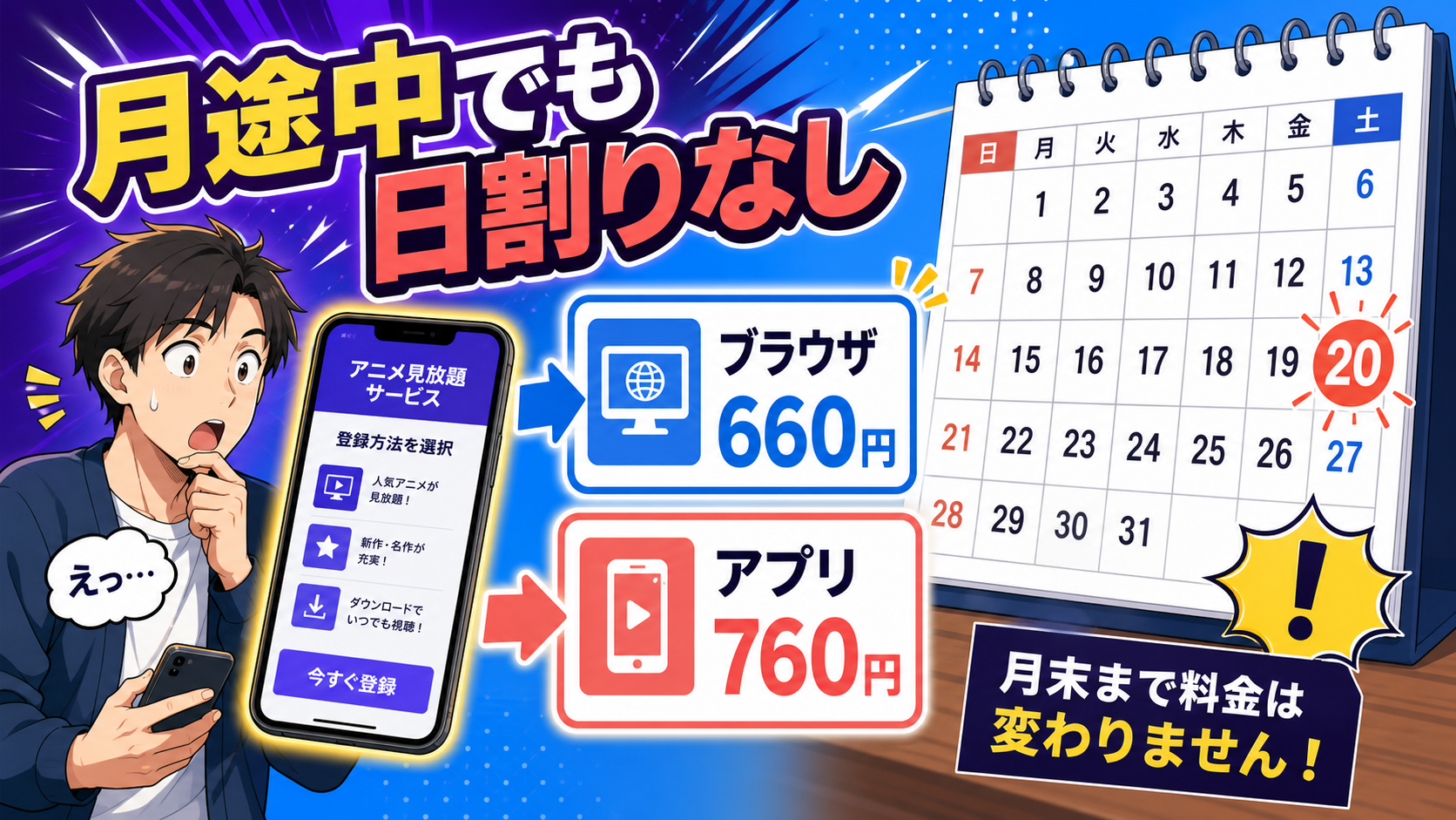 アニメサブスクを1か月だけ使う登録・解約スケジュールのアイキャッチ