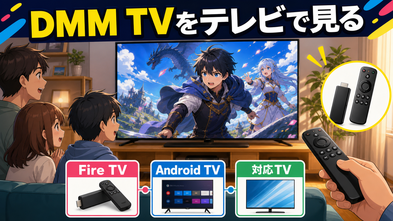 DMM TVをFire TV・Android TV・対応テレビで見る方法のアイキャッチ